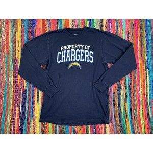 Reebok Property Of CHARGERS Long Sleeve Shirt Men's S Small Dark Blue Cotton